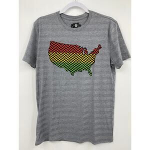 Leisure Lounge Mens Gray Short Sleeve USA Tshirt Top NEW Large